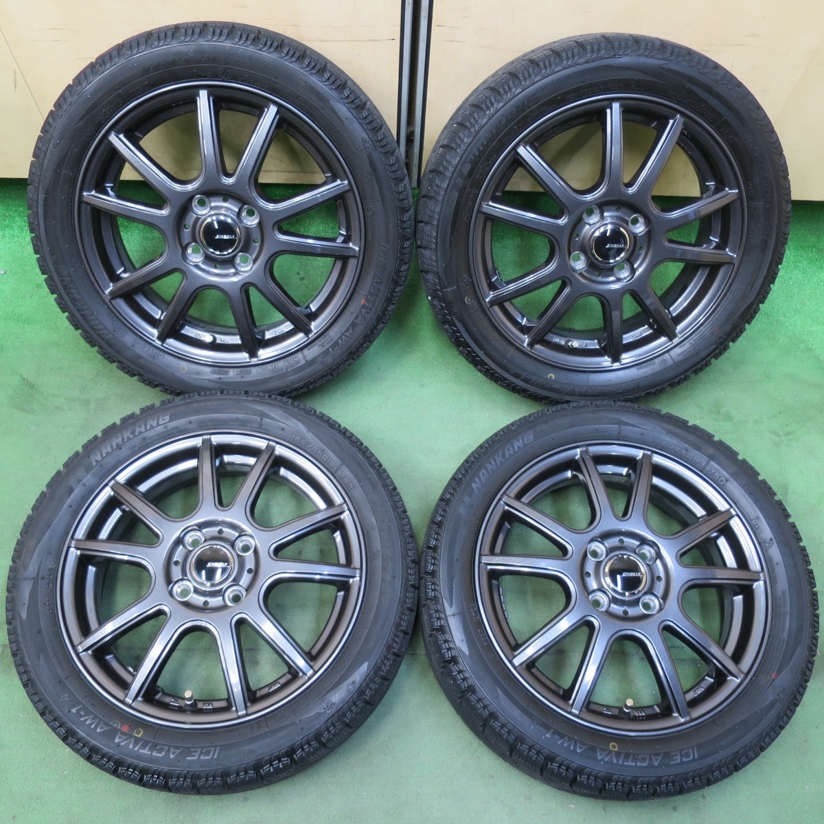 バリ溝!23年!キレイ!9分★スタッドレス 165/55R15 ナンカン アイス アクティバ AW-1 EMBELY 15インチ 軽サイズ 軽自動車 PCD100/4H★5102709イス