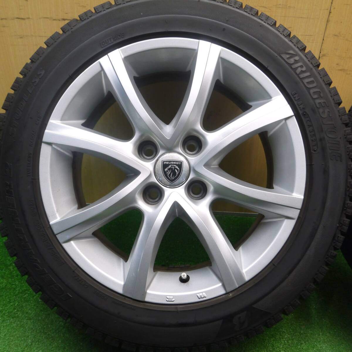 バリ溝!23年!キレイ!9.5分★プジョー 等 MAK アンチバス 205/55R16 スタッドレス ブリヂストン アイスパートナー2 16インチ PCD108/4H★4122304Hス