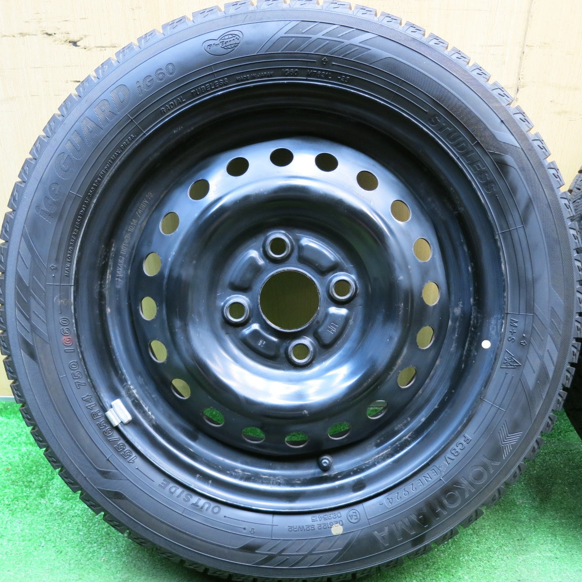 バリ溝!24年!9.5分★スタッドレス 155/65R14 ヨコハマ アイスガード iG60 スチール ホイール 14インチ PCD100/4H★5092805HAス
