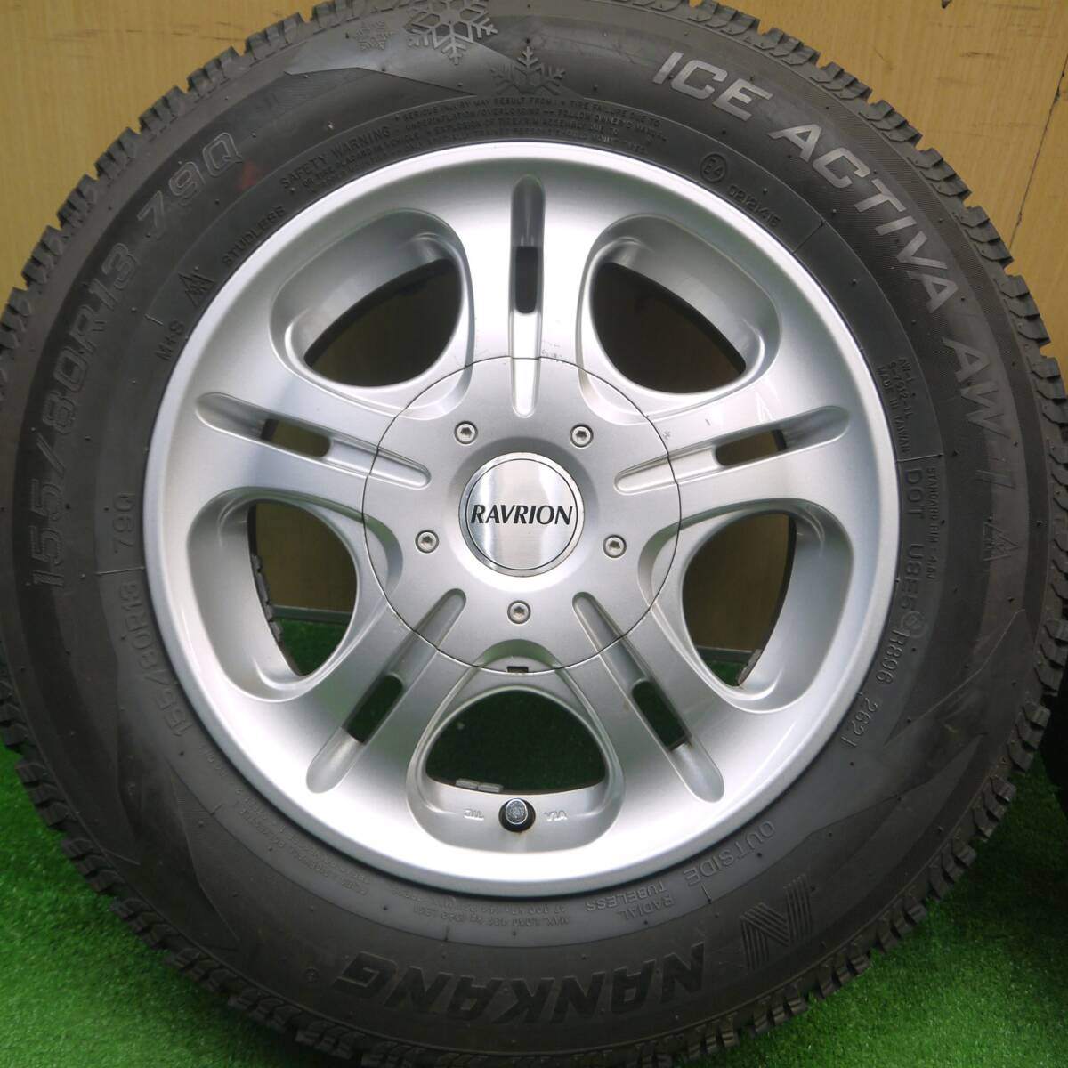 4本!21年★スタッドレス 155/80R13 ナンカン アイスアクティバ AW-1 RAVRION ラブリオン PCD100 114.3/4H マルチ★4103007Hス