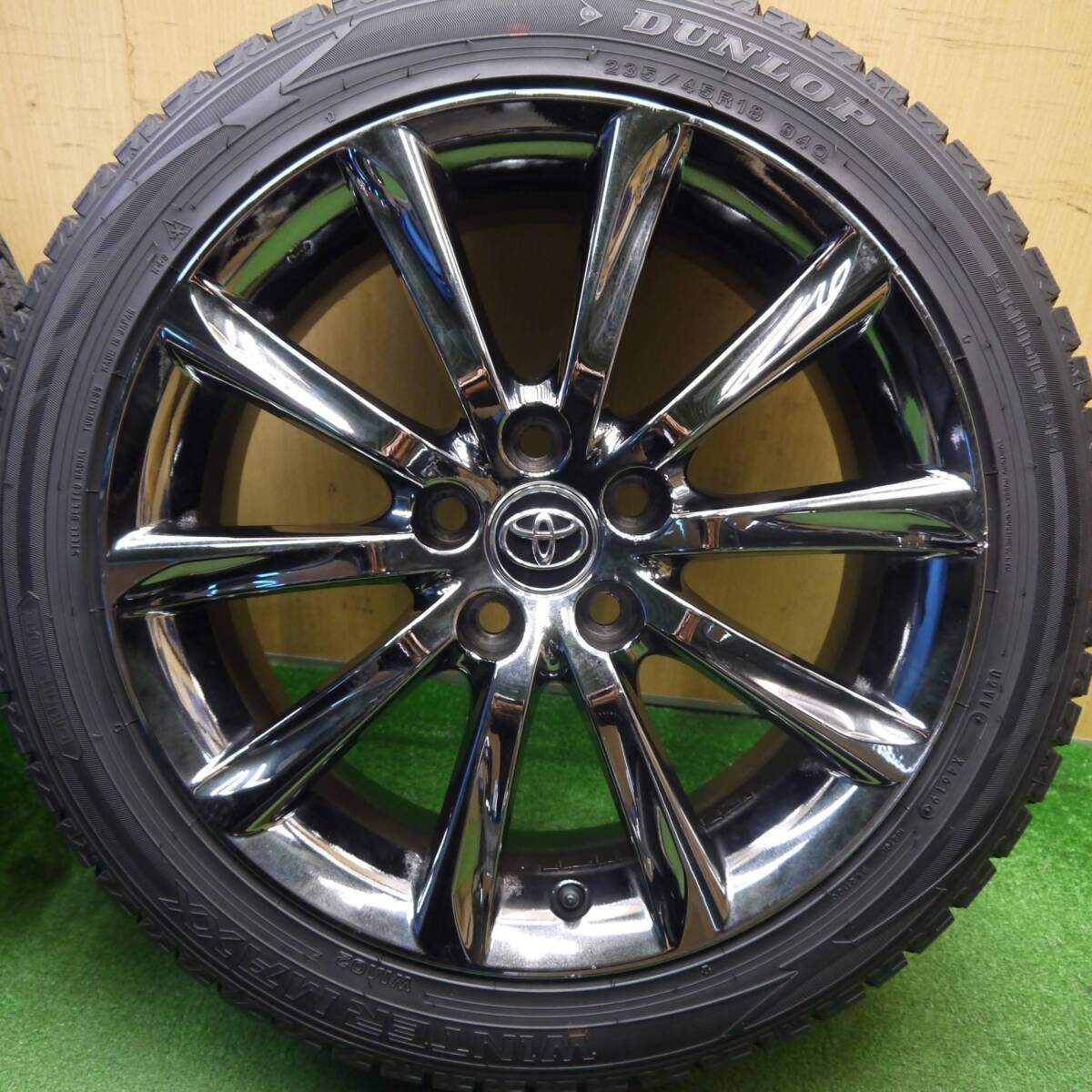 バリ溝!9.5分★トヨタ 130系 マークX RDS 純正 235/45R18 スタッドレス ダンロップ ウインターマックス WM02 18インチ PCD114.3/5H★5031202Hス