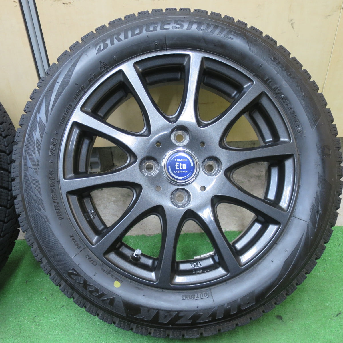 バリ溝!21年!キレイ!9分★スタッドレス 155/65R14 ブリヂストン ブリザック VRX2 Eta TIRADO LA STRADA 14インチ PCD100/4H★5062006TTス