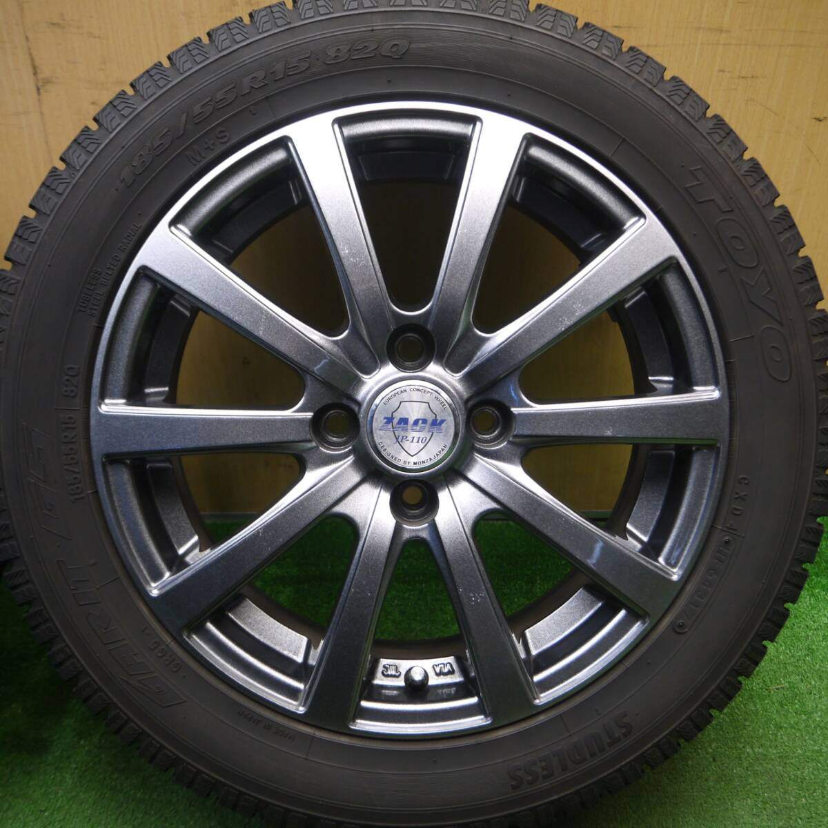 バリ溝!キレイ!9.5分★スタッドレス 185/55R15 トーヨー ガリット G5 ZACK JP-110 MONZA ザック 15インチ PCD100/4H★5020406Hス