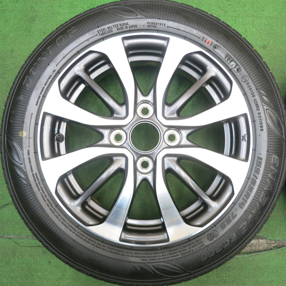 新車外し!25年★ホンダ N-BOX カスタム 純正 155/65R14 ダンロップ エナセーブ EC300 14インチ Nボックス PCD100/4H★5052303HAノ
