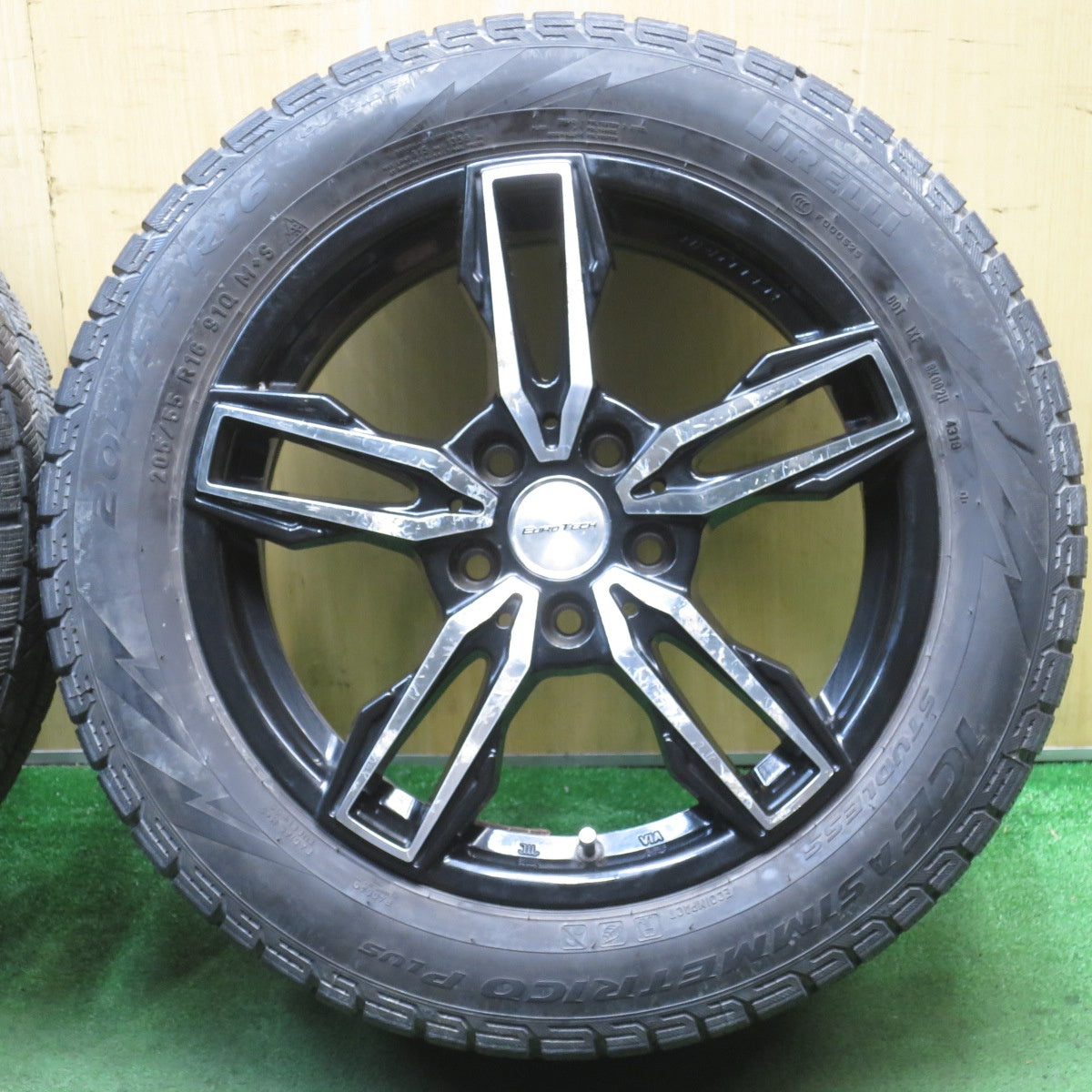 4本価格★プジョー 308 等 EUROTECH GAYA ELISI 205/55R16 スタッドレス ピレリ アイスアシンメトリコ プラス ガヤ エリージ 16インチ PCD108/5H★5072901NJス