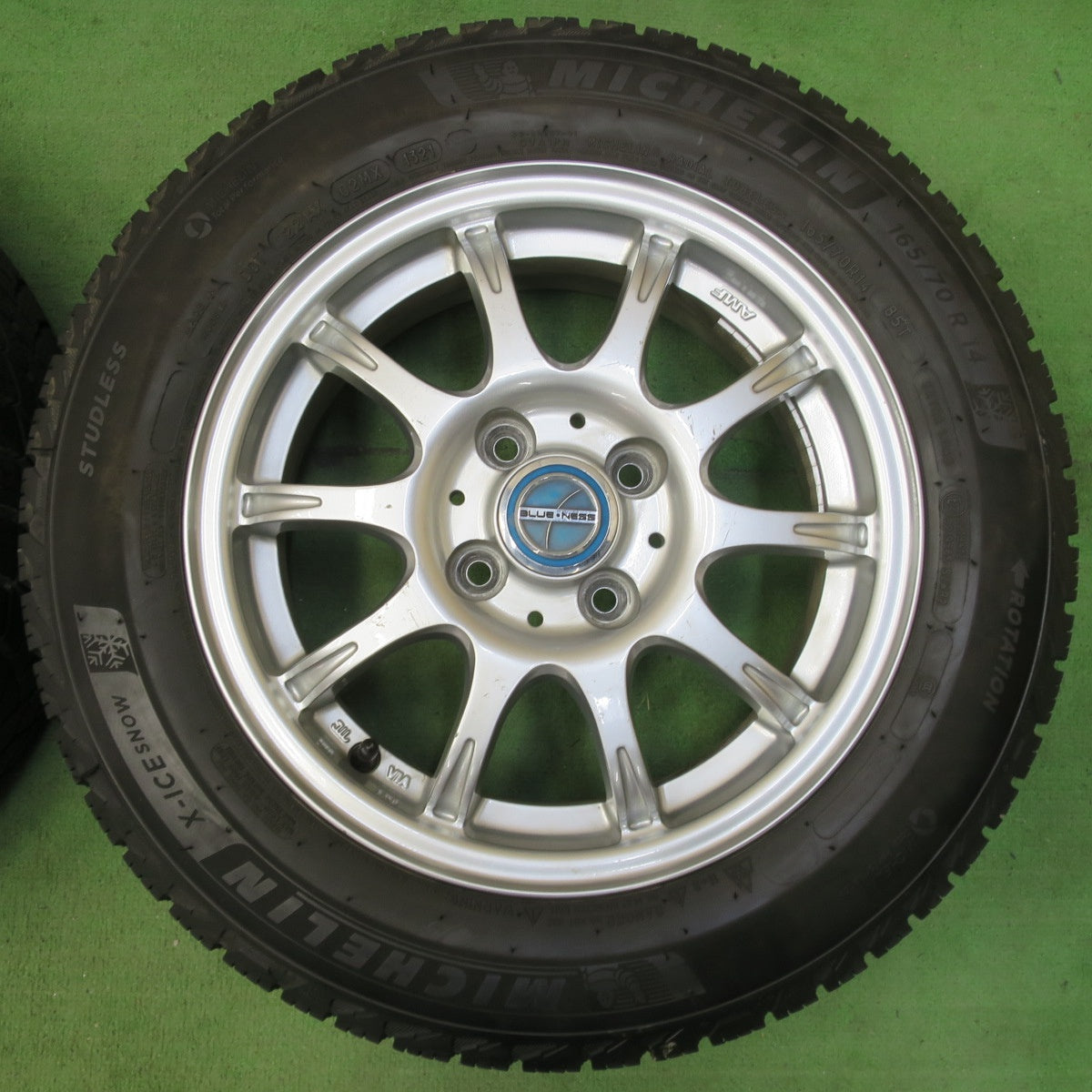 バリ溝!21年!ほぼ10分★スタッドレス 165/70R14 ミシュラン X-ICE SNOW BLUE・NESS BN/1 ブルーネス 14インチ PCD100/4H★5051205イス