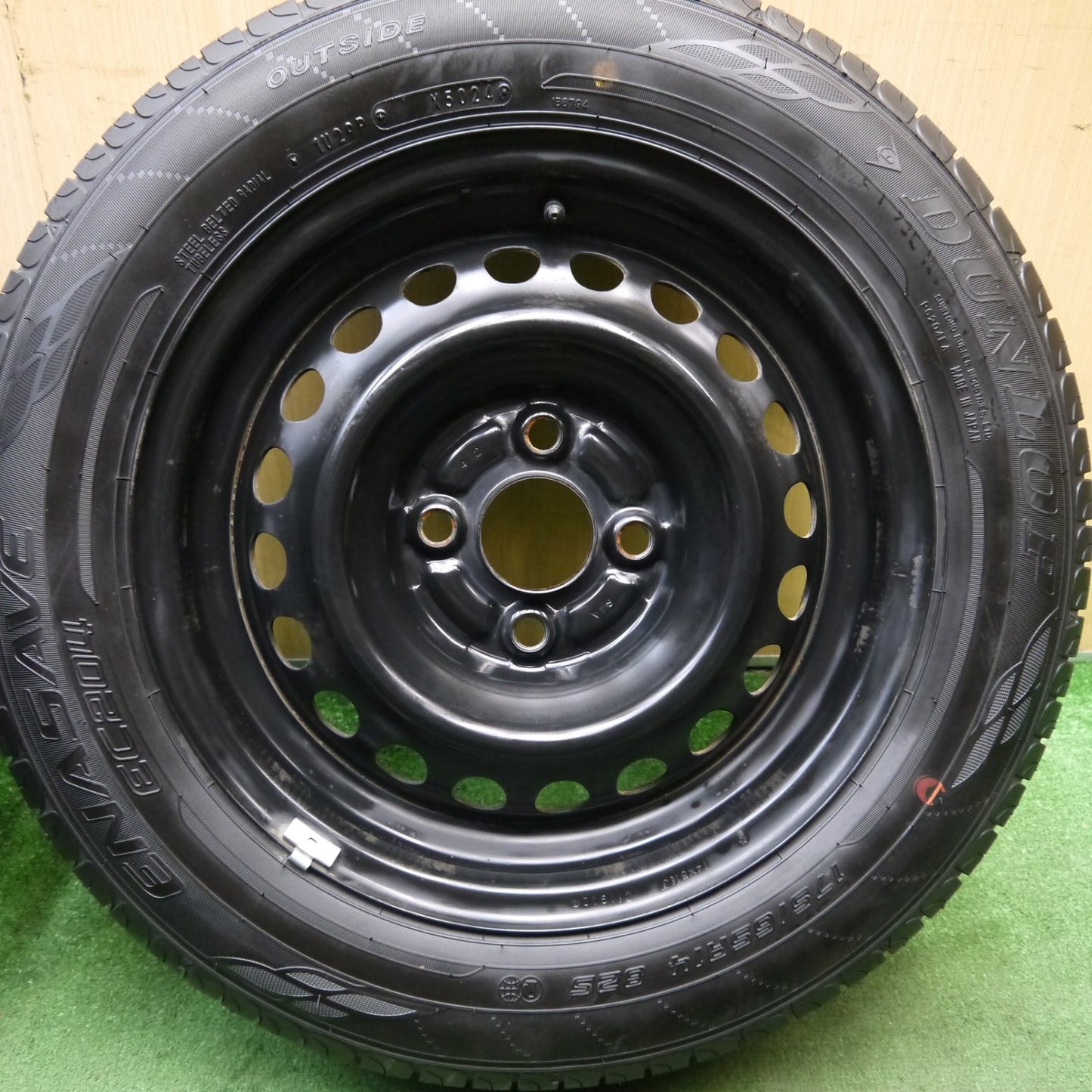 タイヤほぼ未使用!24年★175/65R14 ダンロップ エナセーブ EC204 スチール ホイール 14インチ PCD100/4H★5080401Hノ
