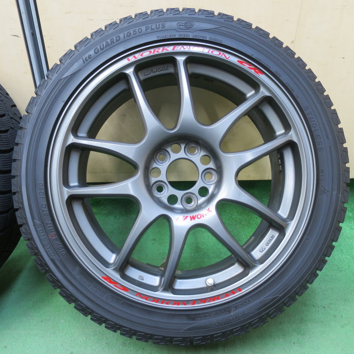 バリ溝!9.5分★86 BRZ プリウス 等 WORK EMOTION CR KAI 215/45R17 スタッドレス ヨコハマ アイスガード iG50 プラス ワーク エモーション PCD100/5H★5052201イス