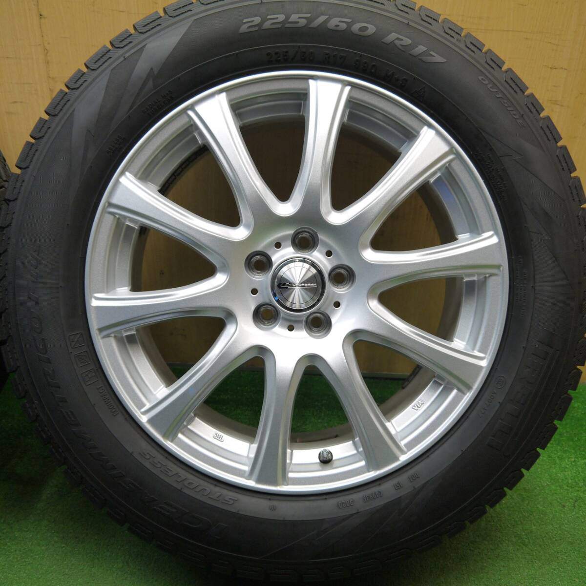 バリ溝!キレイ!8.5分★フォレスター 等 225/60R17 スタッドレス ピレリ アイスアシンメトリコ プラス LAUFBAHN ラウフバーン 17インチ PCD100/5H★5031203Hス