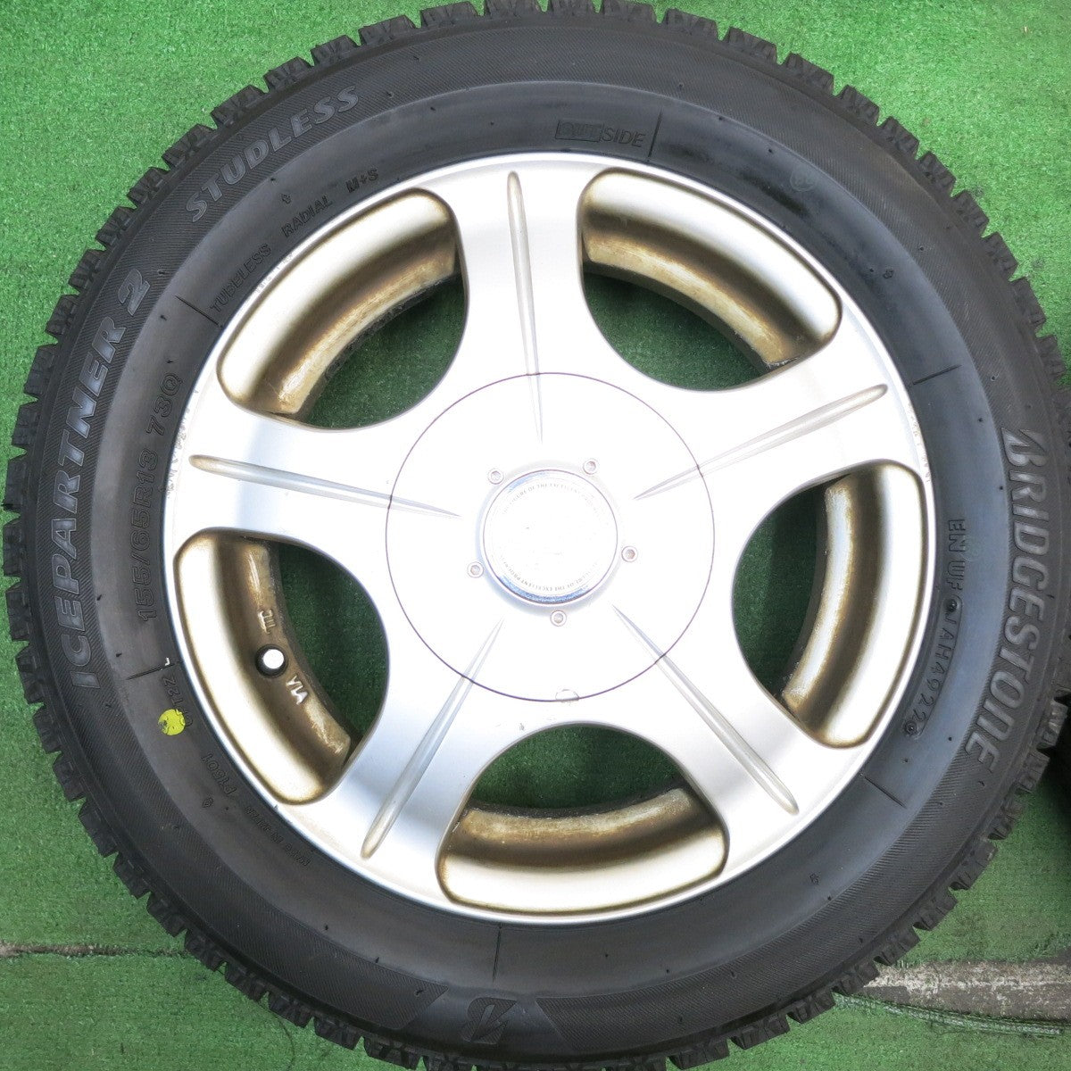 バリ溝!22年!ほぼ10分★スタッドレス 155/65R13 ブリヂストン アイスパートナー2 JOKER QUEEN ジョーカー クイーン 13インチ PCD100 110 114.3/4H マルチ★5052502HAス