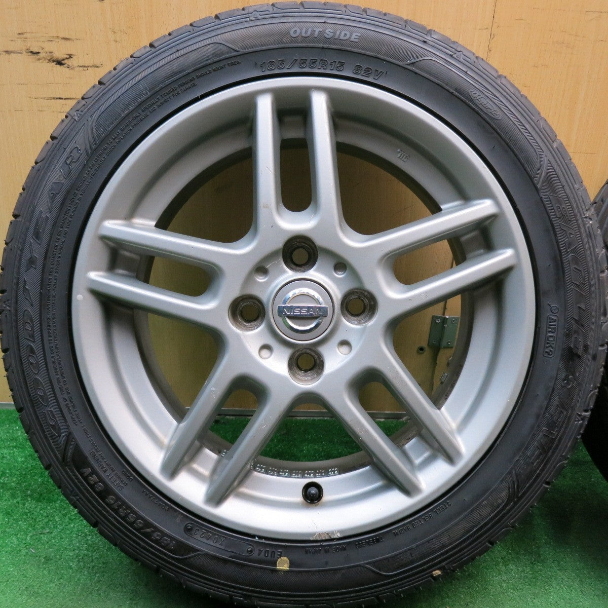 バリ溝!23年!9.5分★日産 K12 マーチ 12SR 純正 ENKEI 185/55R15 グッドイヤー イーグル LS EXE 15インチ PCD100/4H★5061302HAノ