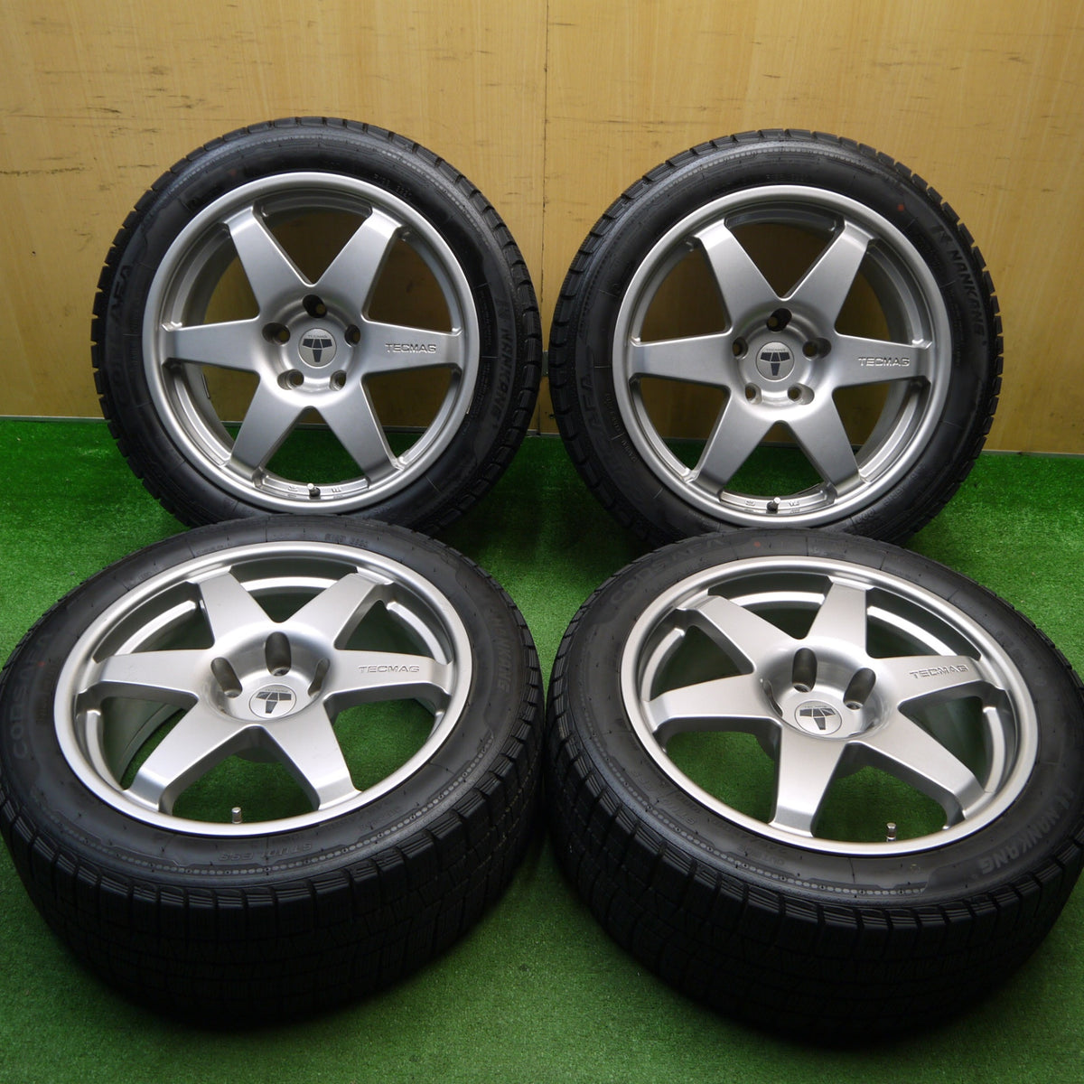 バリ溝!キレイ!9.5分★BMW 等 TECMAG Type 206R TARGA 245/45R18 スタッドレス ナンカン CORSAFA テクマグ タルガ 18インチ PCD120/5H★5112806Hス
