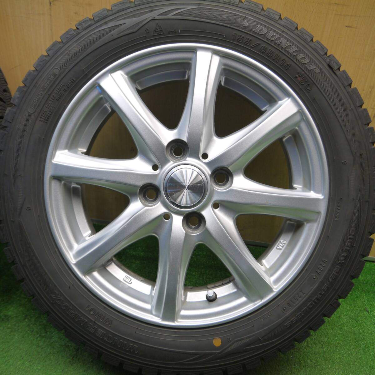 バリ溝!9.5分以上★スタッドレス 155/65R14 ダンロップ ウインターマックス WM01 MACBES MB8 マクベス 14インチ PCD100/4H★5012403Hス