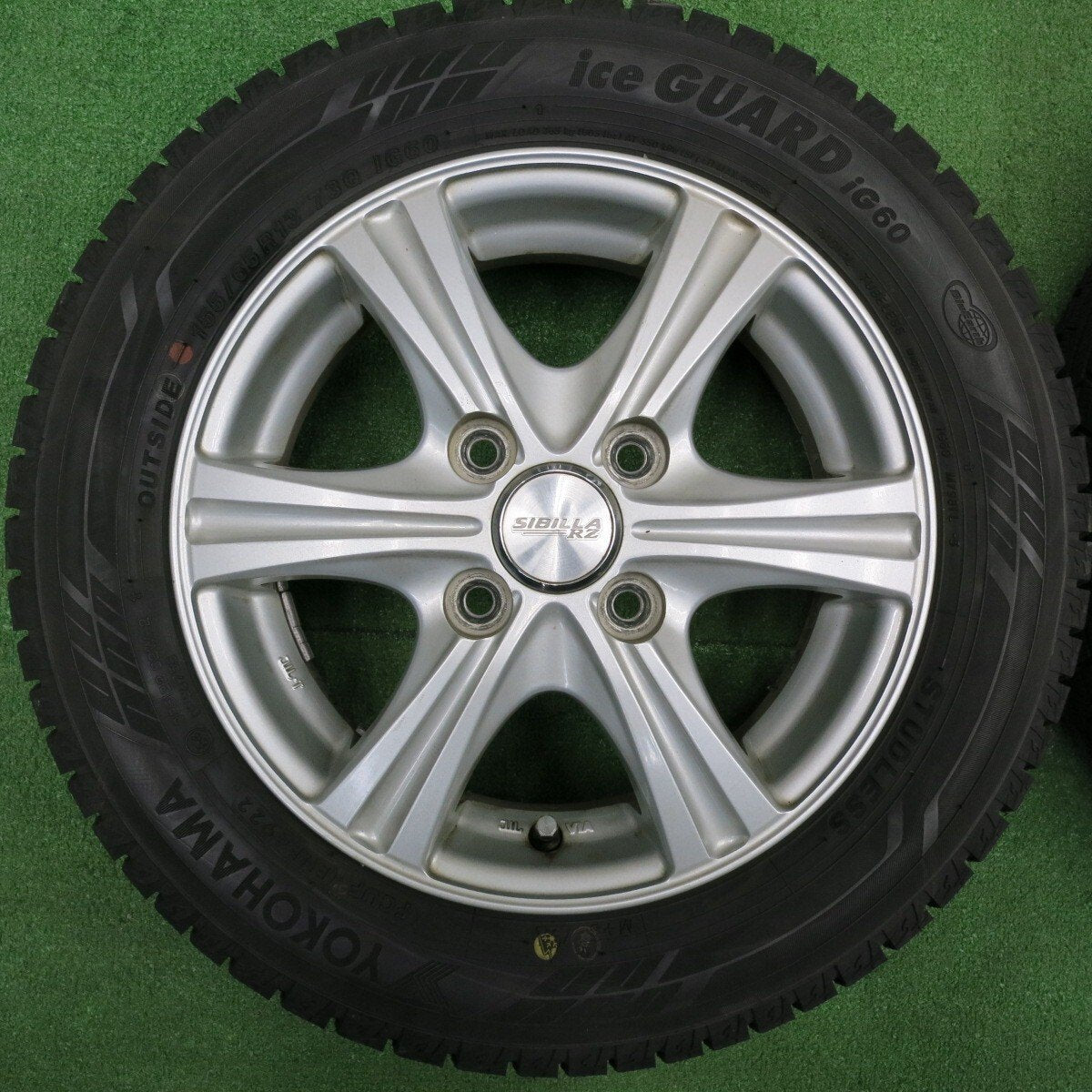 バリ溝!22年!キレイ!9.5分★スタッドレス 155/65R13 ヨコハマ アイスガード iG60 SIBILLA RZ シビラ 13インチ PCD100/4H★4122502NJス
