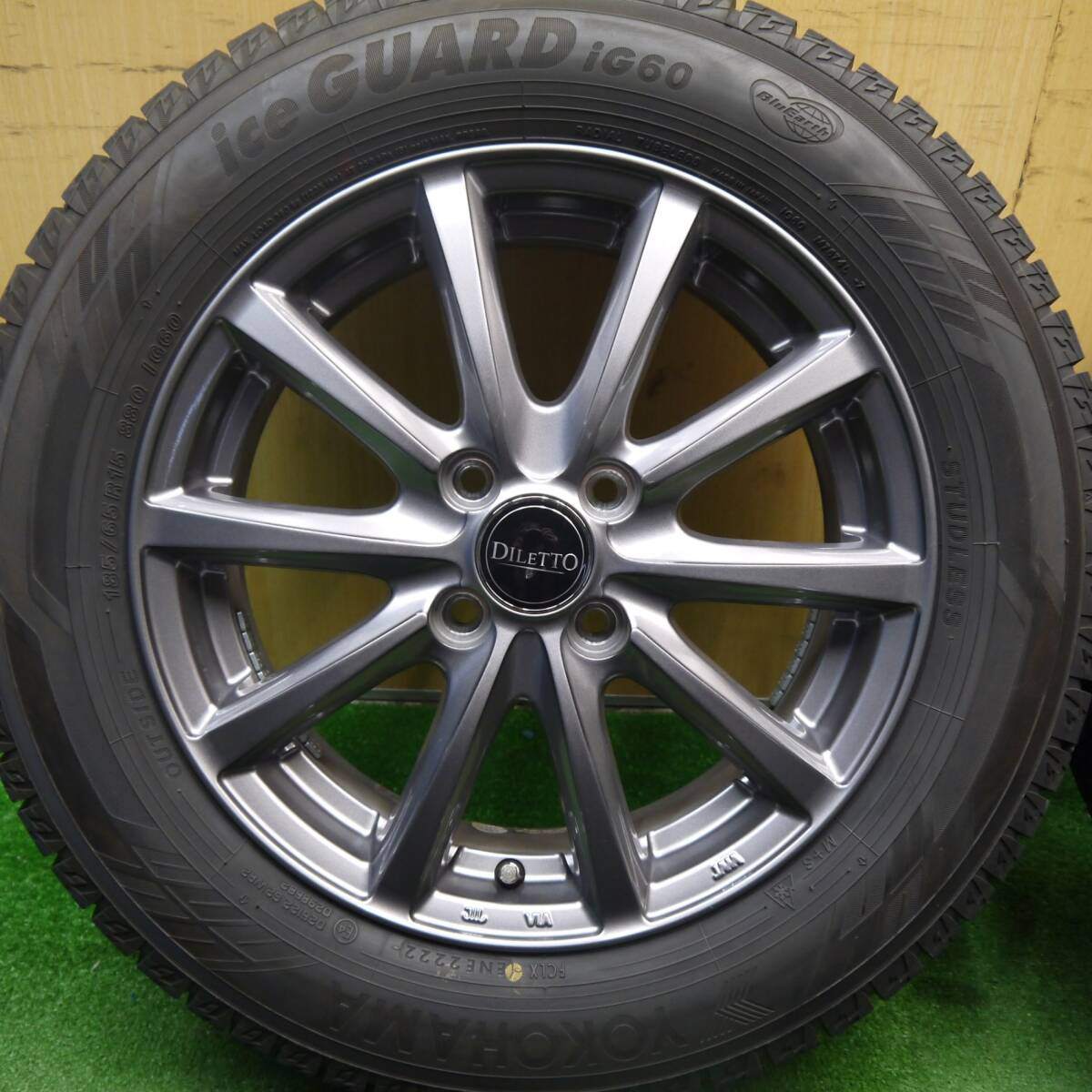 バリ溝!22年!キレイ!9.5分★スタッドレス 185/65R15 ヨコハマ アイスガード iG60 DILETTO ディレット 15インチ PCD100/4H★5033105Hス
