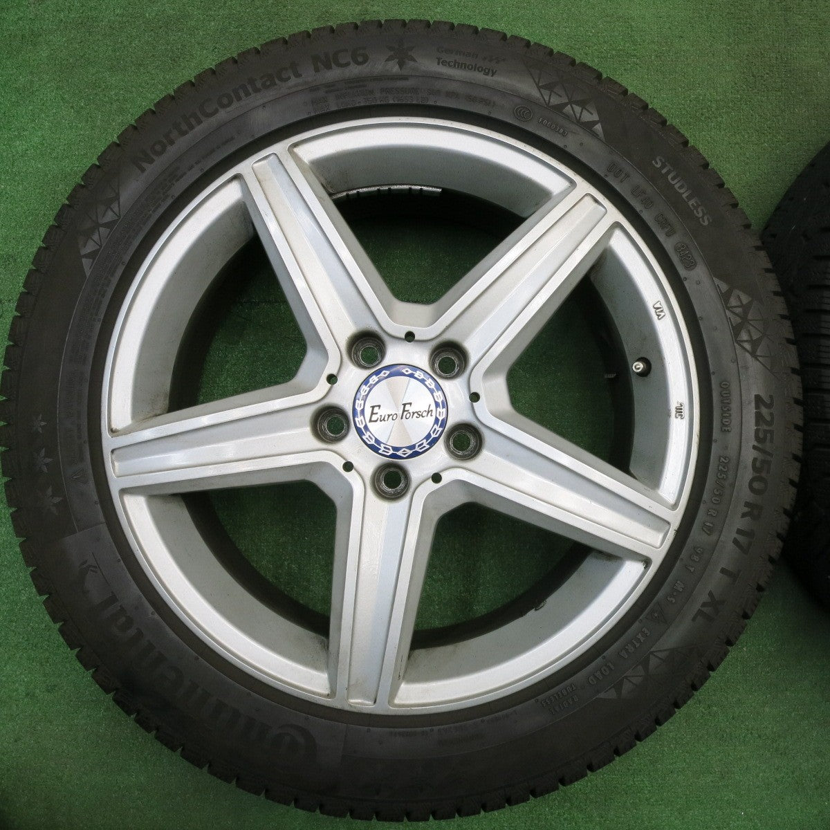 バリ溝!23年!9分★ベンツ 等 EuroForsch 225/50R17 スタッドレス コンチネンタル ノースコンタクト NC6 17インチ ユーロフォルシュ PCD112/5H★5040901NJス