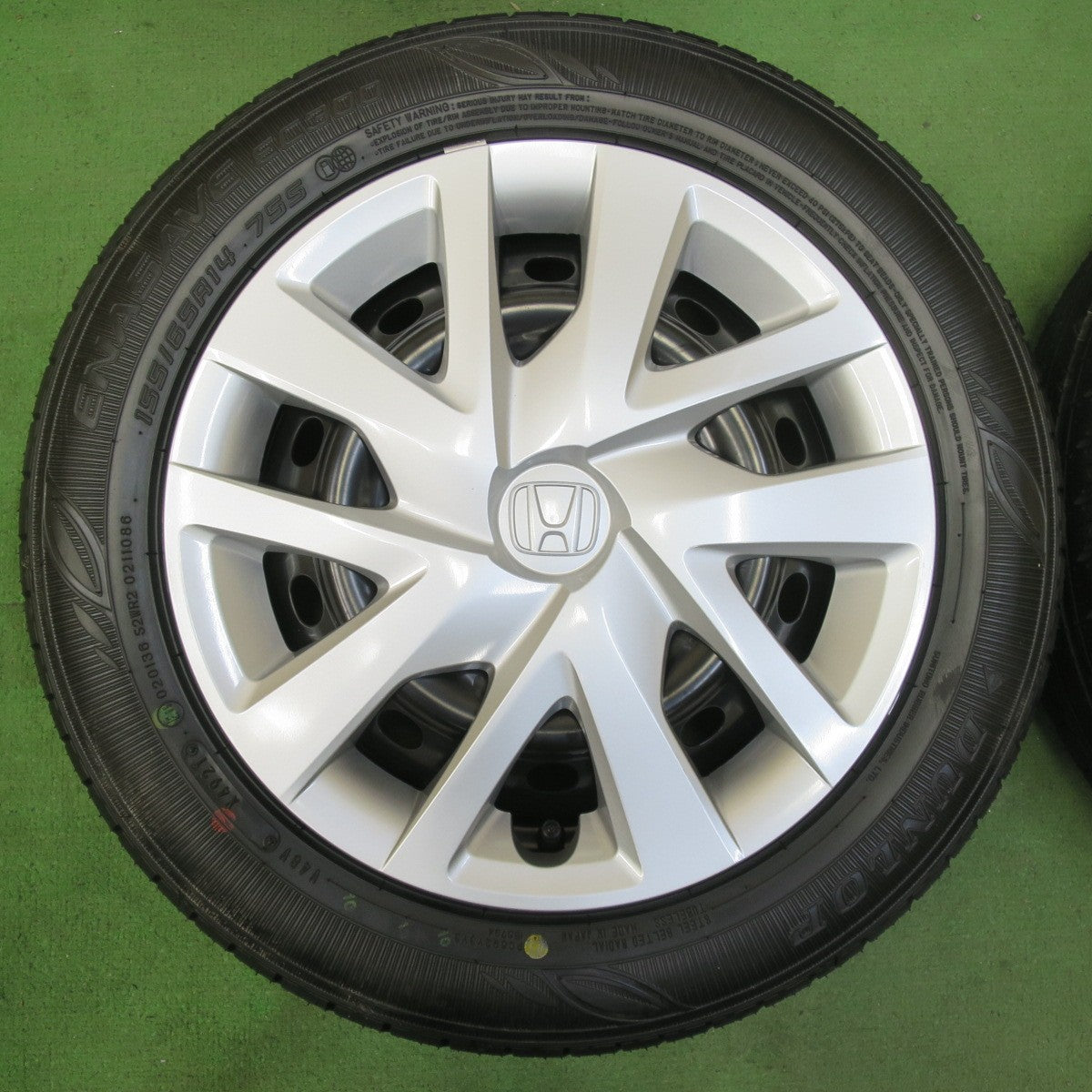 新車外し!21年★ホンダ JF N-BOX 純正 スチール 155/65R14 ダンロップ エナセーブ EC300 14インチ Nボックス NBOX PCD100/4H★5100608イノ