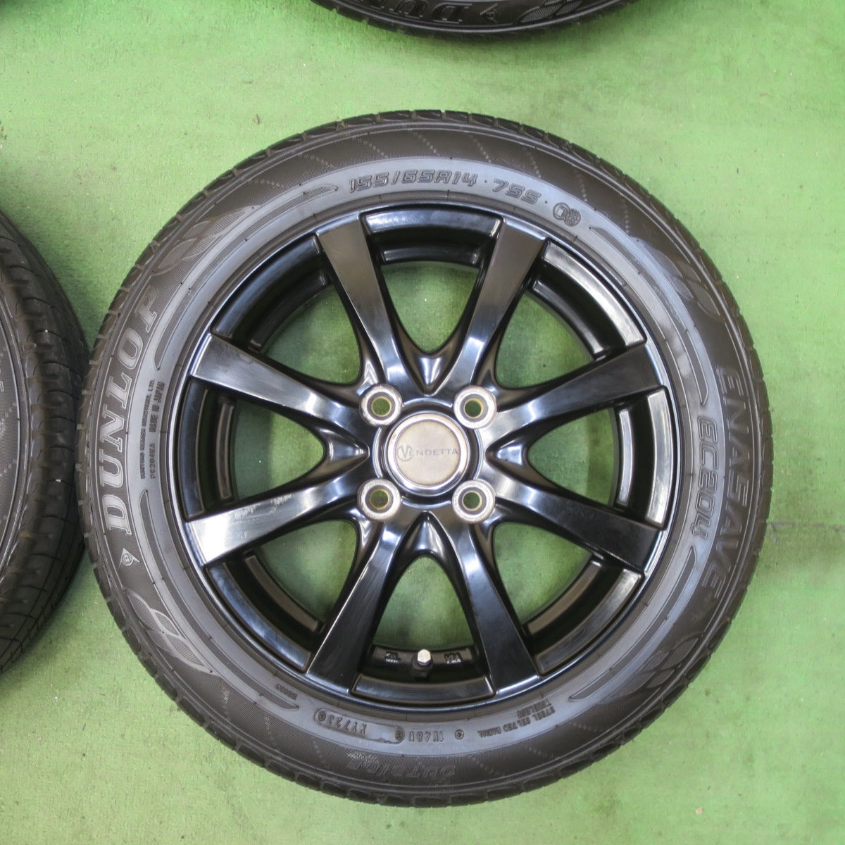 キレイ!23年★155/65R14 ダンロップ エナセーブ EC204 VENDETTA ベンデッタ 14インチ PCD100/4H★5092603TTノ