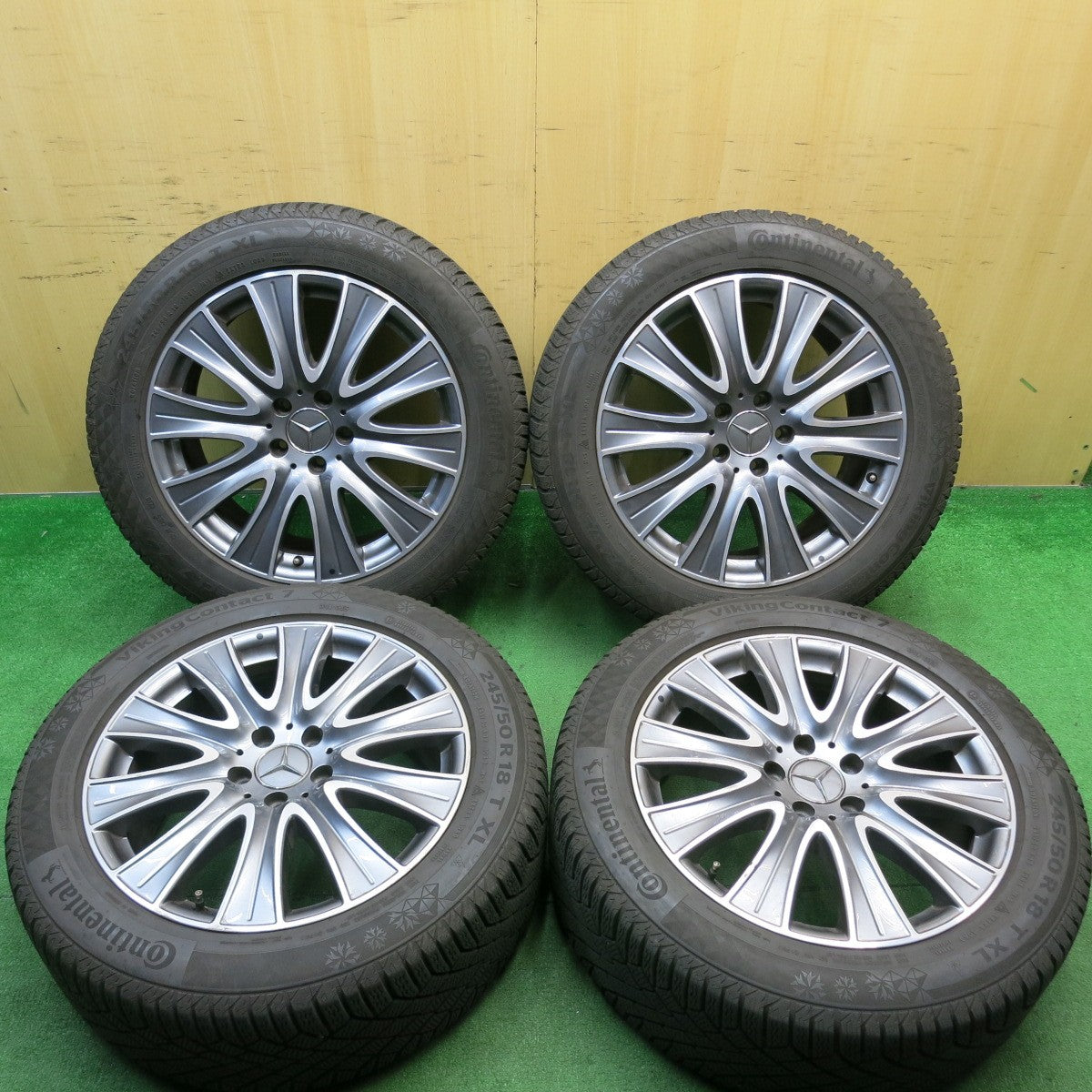 バリ溝!キレイ!8.5分★ベンツ Sクラス W222 純正 245/50R18 スタッドレス コンチネンタル バイキング コンタクト7 18インチ PCD112/5H★5052101AKス