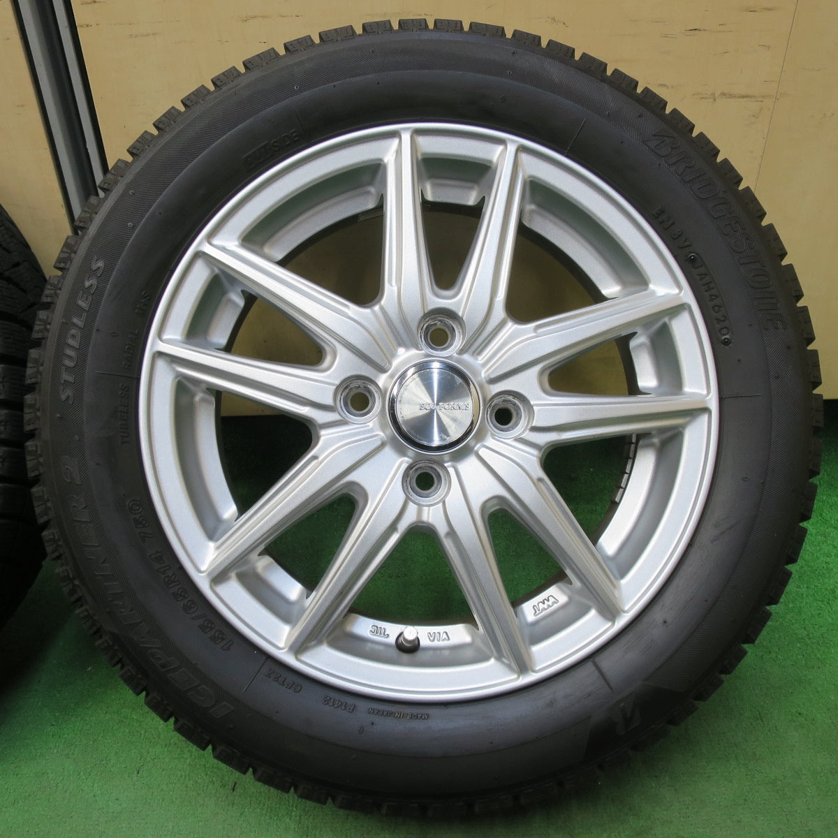 バリ溝!キレイ!9分★スタッドレス 155/65R14 ブリヂストン アイスパートナー2 ECO FORME エコフォルム 14インチ PCD100/4H★5040904イス