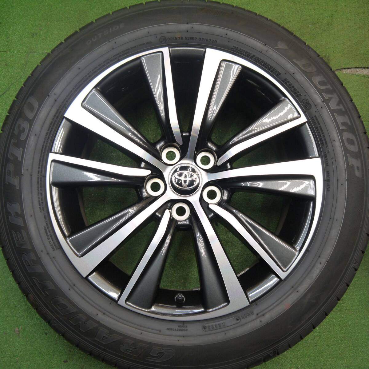 バリ溝 23年 綺麗 9.5分以上★トヨタ 80系 ハリアー Gグレード 純正 225/60R18 ダンロップ PT30 PCD114.3/5H★5040108Hノ