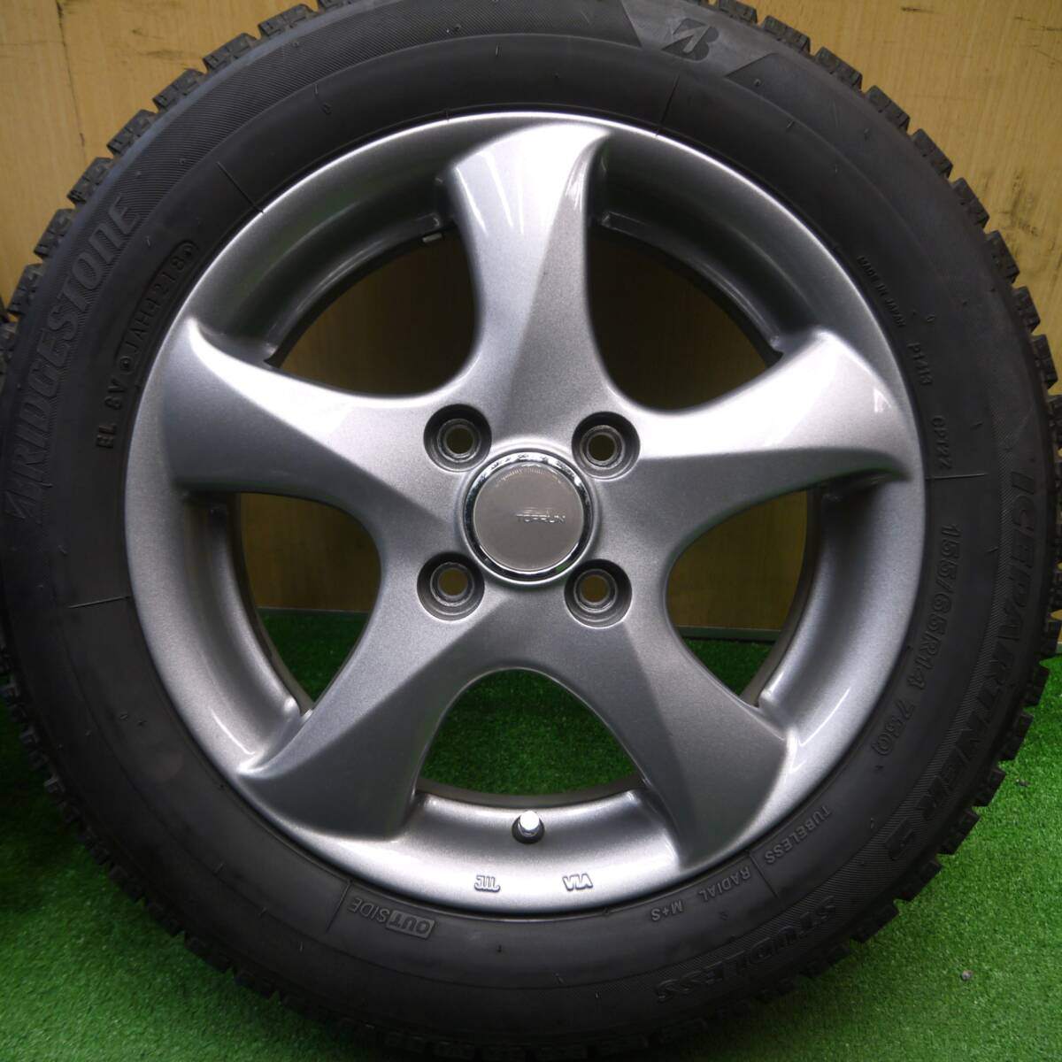 キレイ★スタッドレス 155/65R14 ブリヂストン アイスパートナー2 TOPRUN トップラン 14インチ PCD100/4H★5010709Hス