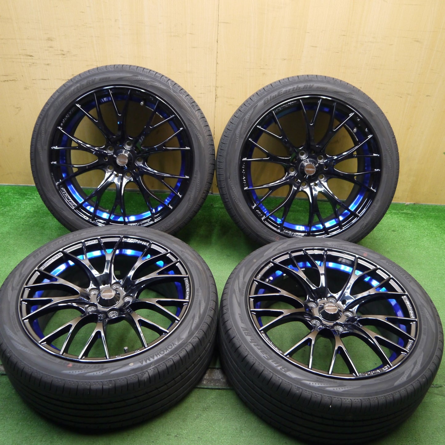 センサー付!バリ溝!23年!キレイ!9.5分★WedsSport SA-20R AMF 225/45R18 ヨコハマ BluEarth-RV RV03 18インチ ウェッズスポーツ PCD114.3/5H★5062702Hノ