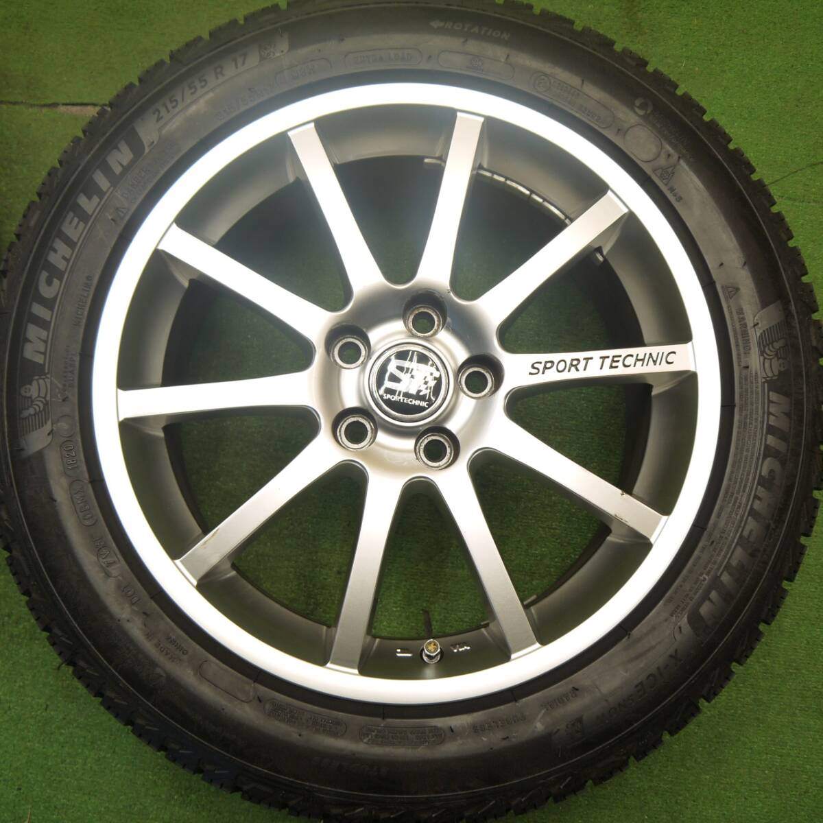 タイヤほぼ未使用!キレイ★プジョー 等 SPORT TECHNIC 215/55R17 スタッドレス ミシュラン X-ICE SNOW スポーツテクニック 17インチ PCD108/5H★5031407Hス