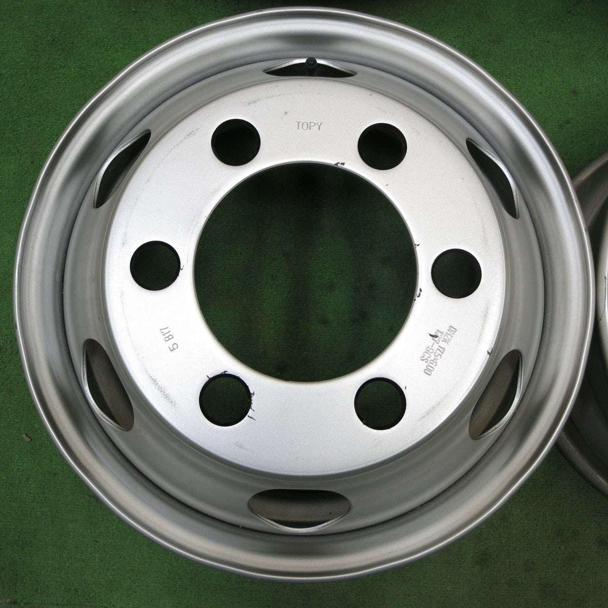 新車外し!6本★トラック エルフ キャンター デュトロ 等 純正 TOPY DM2K スチール ホイール 127-9CS 17.5インチ PCD222.25/6H★5090102ナホ