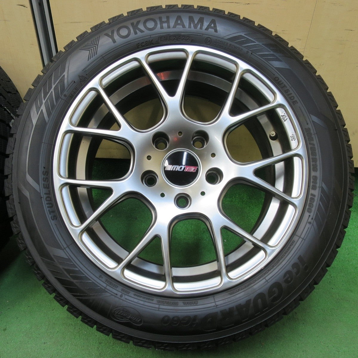 超バリ溝!22年!キレイ!ほぼ10分★BMW 等 MOTEC NUR 阿部商会 205/55R16 スタッドレス ヨコハマ アイスガード iG60 モーテック ニュル 16インチ PCD120/5H★5011009イス