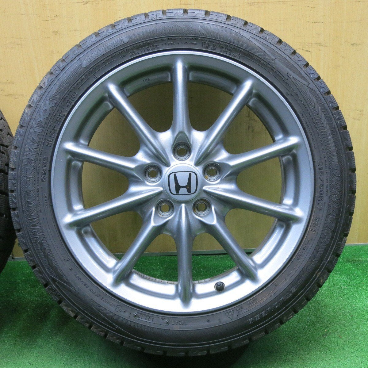 バリ溝!23年!キレイ!9.5分★ホンダ RB1 オデッセイ アブソルート 純正 215/50R17 スタッドレス ダンロップ ウインターマックス WM02 17インチ PCD114.3/5H★5033003NJス
