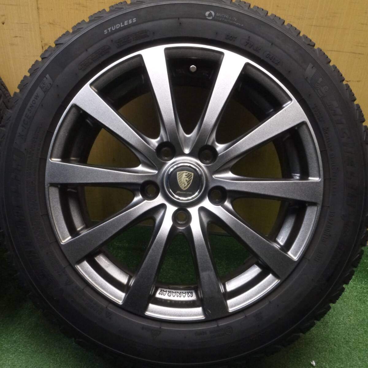 バリ溝!キレイ!21年!9分★スタッドレス 195/60R16 ミシュラン X-ICE SNOW MANARAY SPORT マナレイスポーツ 16インチ PCD114.3/5H★4121301Hス