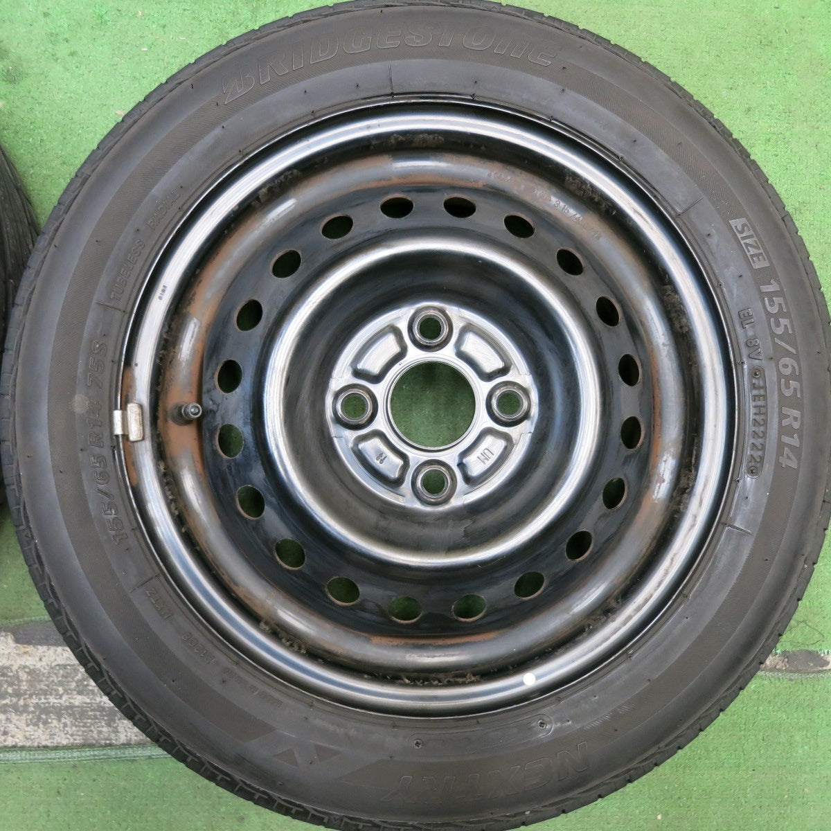 バリ溝!22年!8.5分★155/65R14 ブリヂストン ネクストリー エコピア スチール ホイール 14インチ PCD100/4H★5092808HAノ