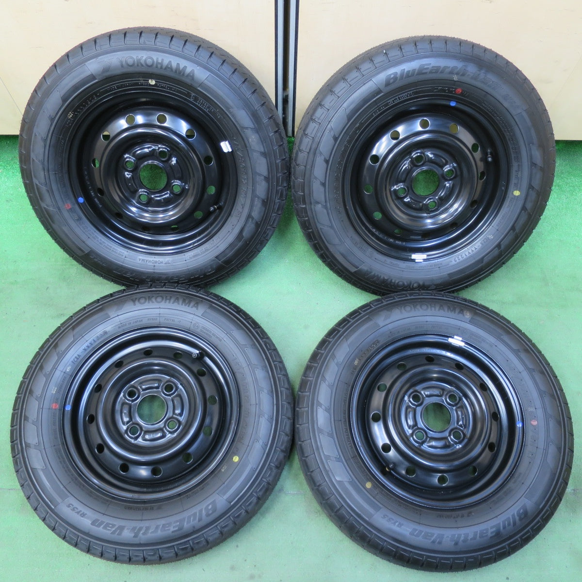 新車外し!25年★スズキ エブリイ バン 純正 スチール 145/80R12 80/78N ヨコハマ BluEarth-Van RY55 RY55D 12インチ PCD100/4H★5071104イノ
