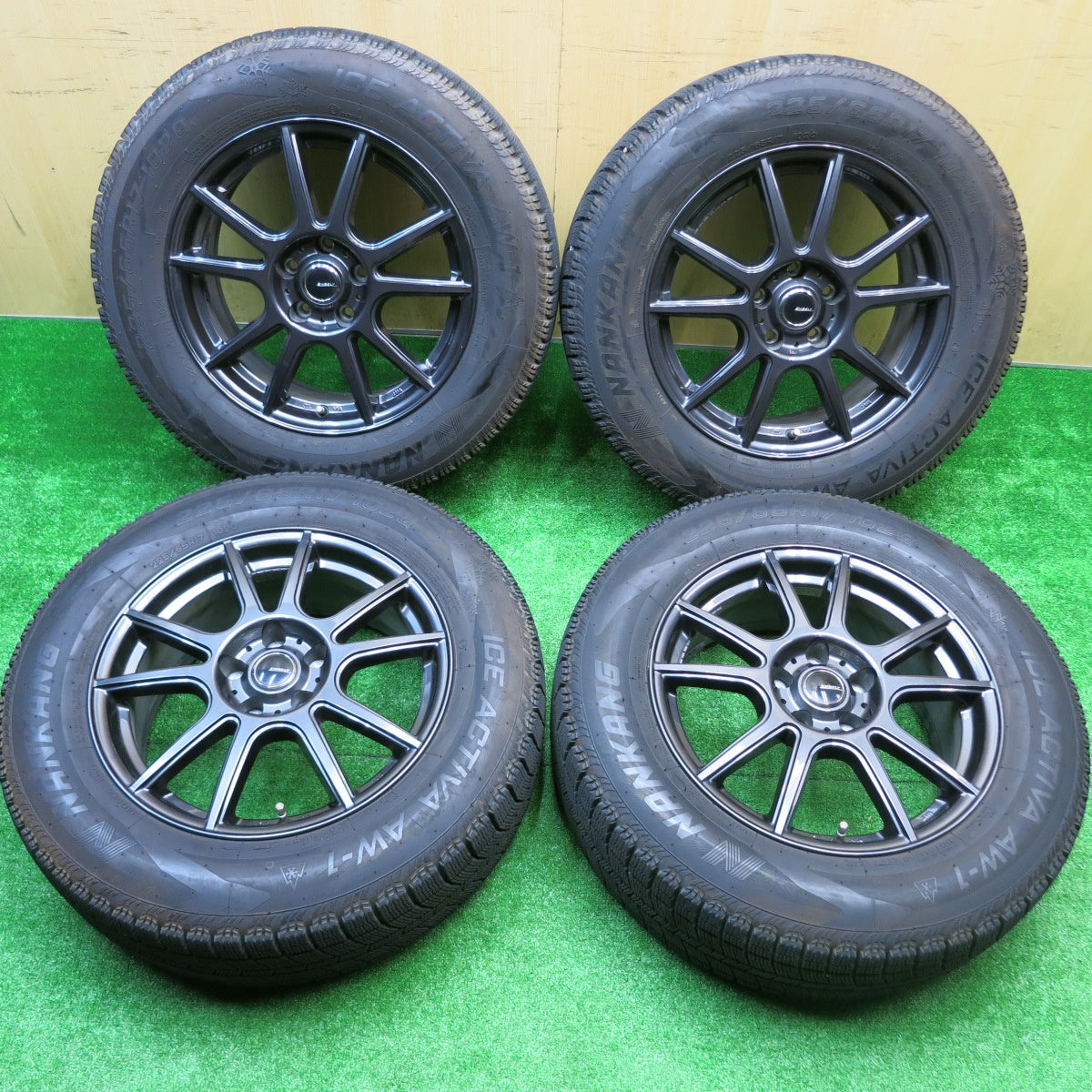 バリ溝!22年!キレイ!9.5分★スタッドレス 225/65R17 ナンカン アイス アクティバ AW-1 EMBELY 17インチ PCD114.3/5H★5101205HAス