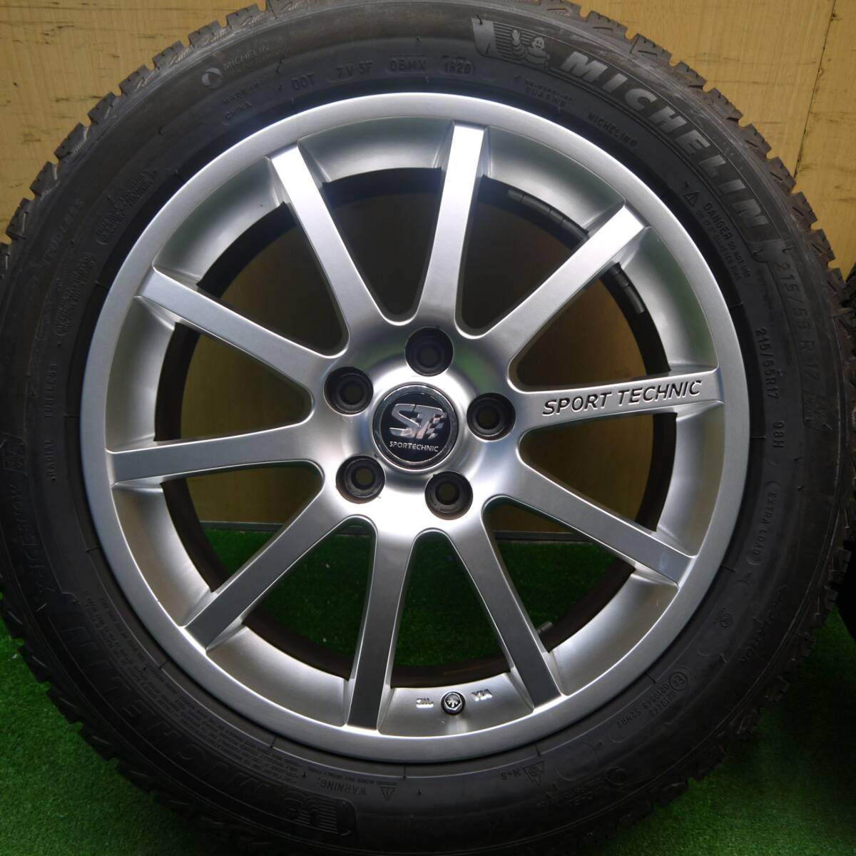 タイヤほぼ未使用!キレイ★プジョー 等 SPORT TECHNIC 215/55R17 スタッドレス ミシュラン X-ICE SNOW スポーツテクニック 17インチ PCD108/5H★5031407Hス