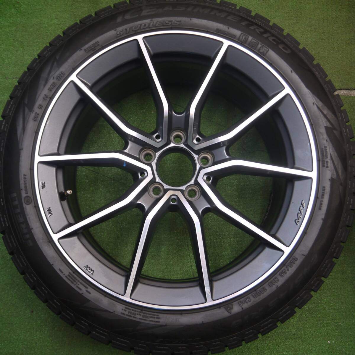 超バリ溝!21年!キレイ!9.5分以上★ベンツ 等 MAK MFF アルジェントFF 245/45R18 スタッドレス ピレリ アイスアシンメトリコ 18インチ PCD112/5H★5022803Hス
