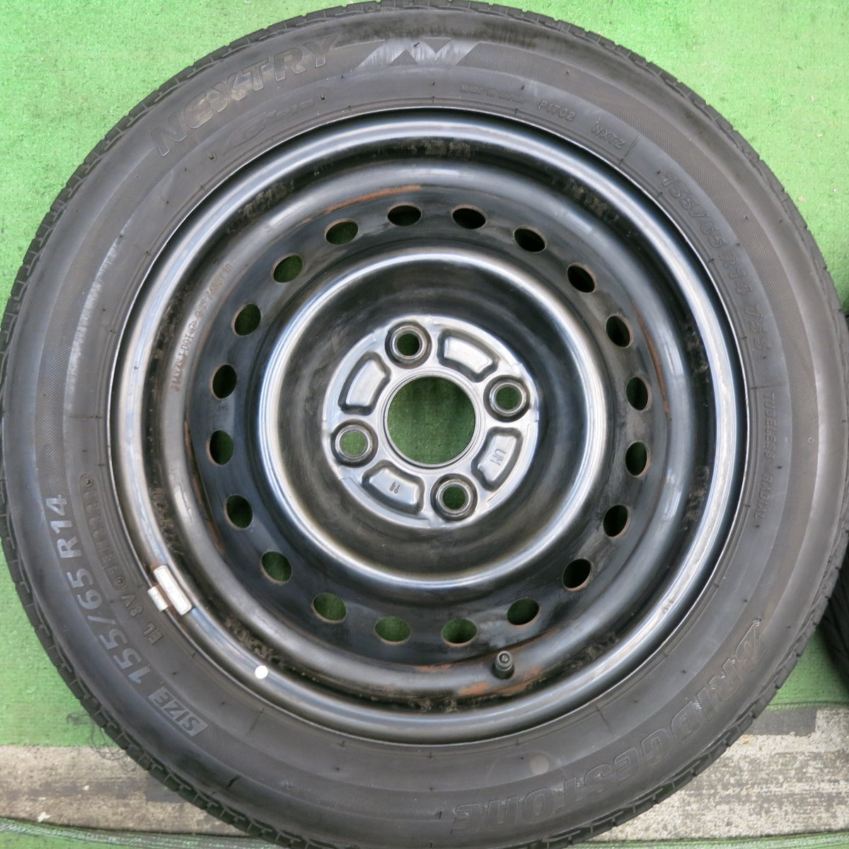 バリ溝!22年!8.5分★155/65R14 ブリヂストン ネクストリー エコピア スチール ホイール 14インチ PCD100/4H★5092808HAノ