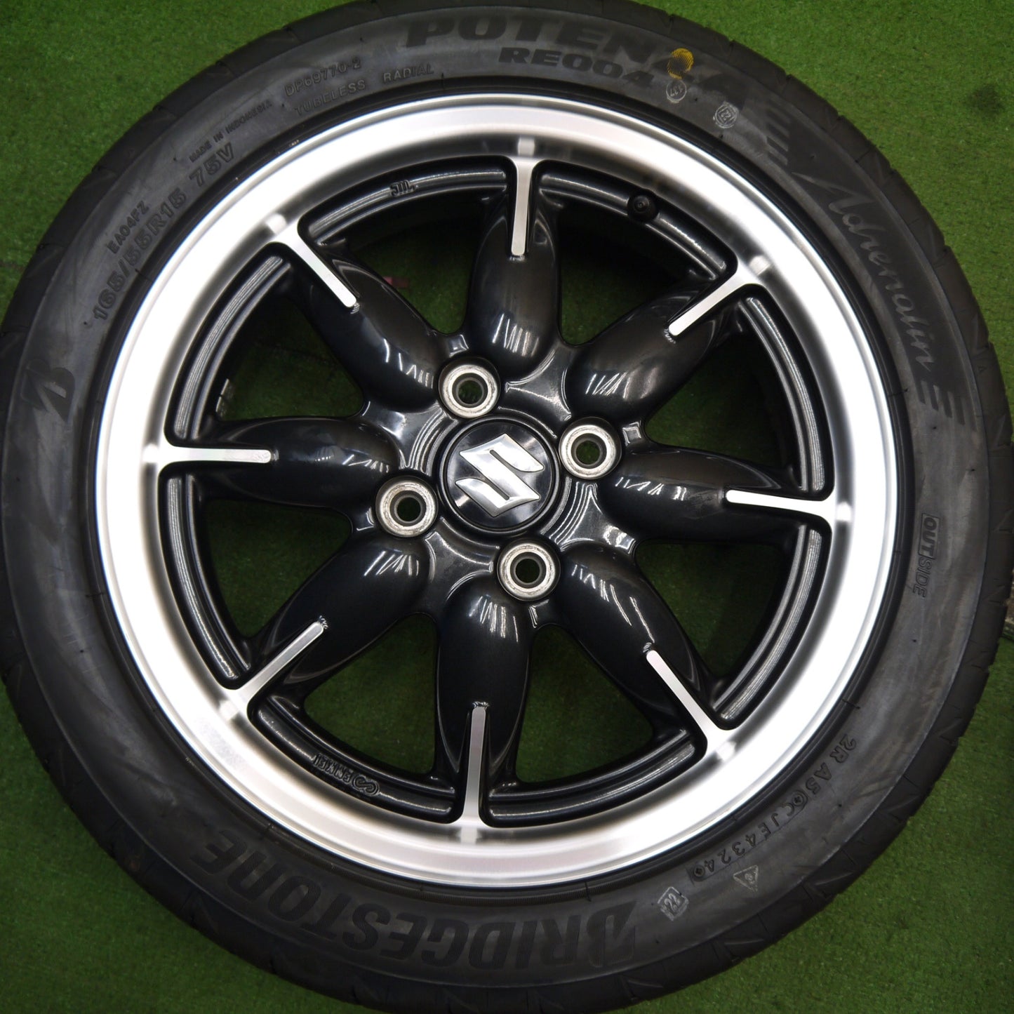 タイヤ未使用!24年!キレイ★スズキ アルト ターボ RS 純正 165/55R15 ブリヂストン ポテンザ RE004 15インチ PCD100/4H★5052102Hノ