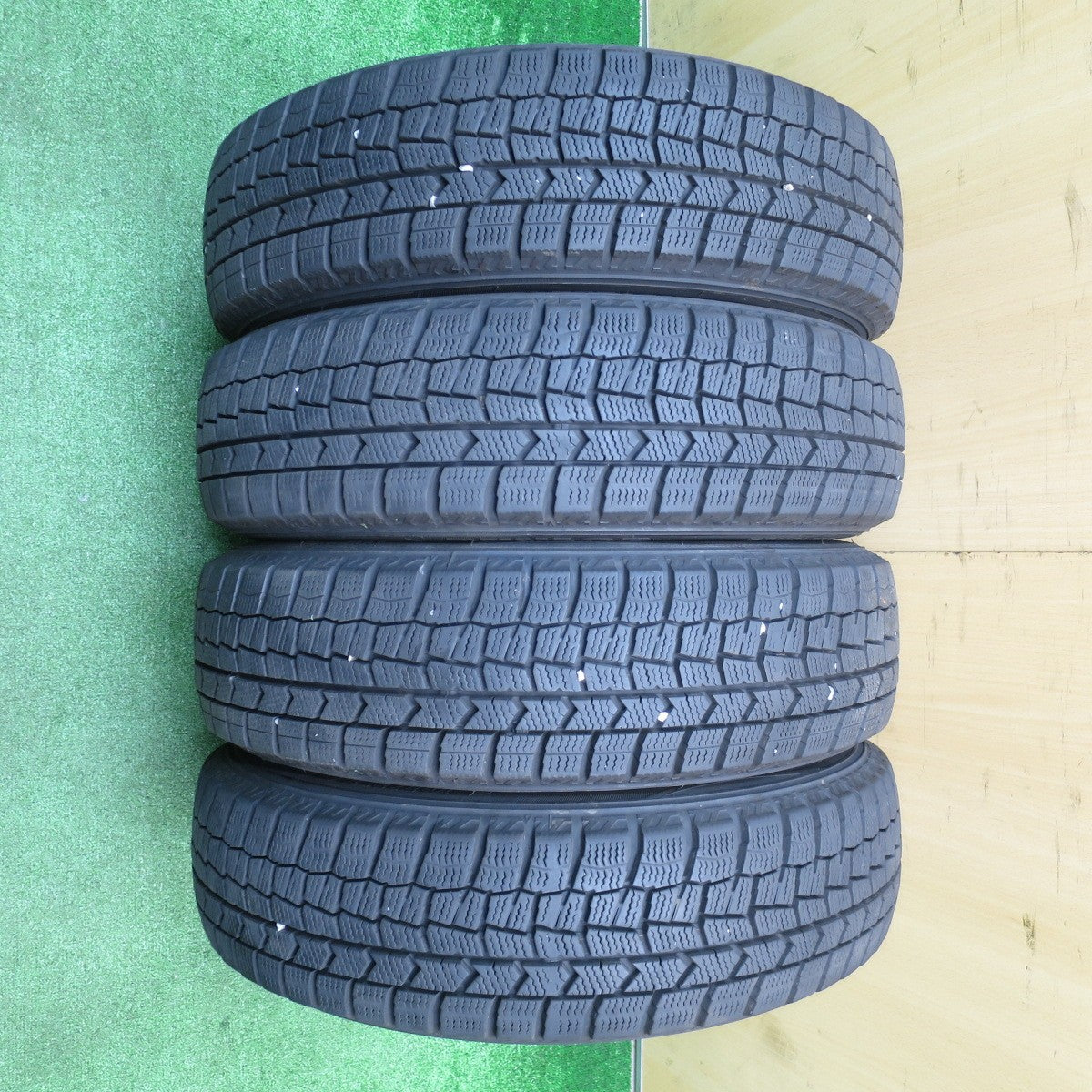 バリ溝!22年!9分★スタッドレス 155/65R14 ダンロップ ウインターマックス WM02 DUFACT デュファクト 14インチ PCD100/4H★5110704NJス