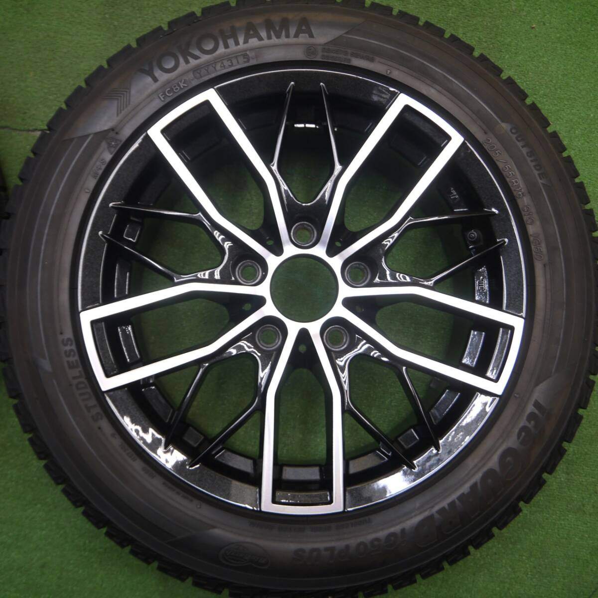 バリ溝!キレイ!9分★BMW 等 EUROBAHN SPORTECHNIC 205/55R16 スタッドレス ヨコハマ アイスガード iG50 プラス 16インチ ユーロバーン PCD120/5H★5030412Hス