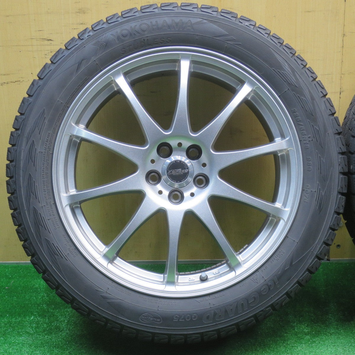 バリ溝!キレイ!9.5分★XV フォレスター 等 225/55R18 スタッドレス ヨコハマ アイスガード G075 X CROSS SPEED PREMIUM クロススピード 18インチ PCD100/5H★5102808NJス