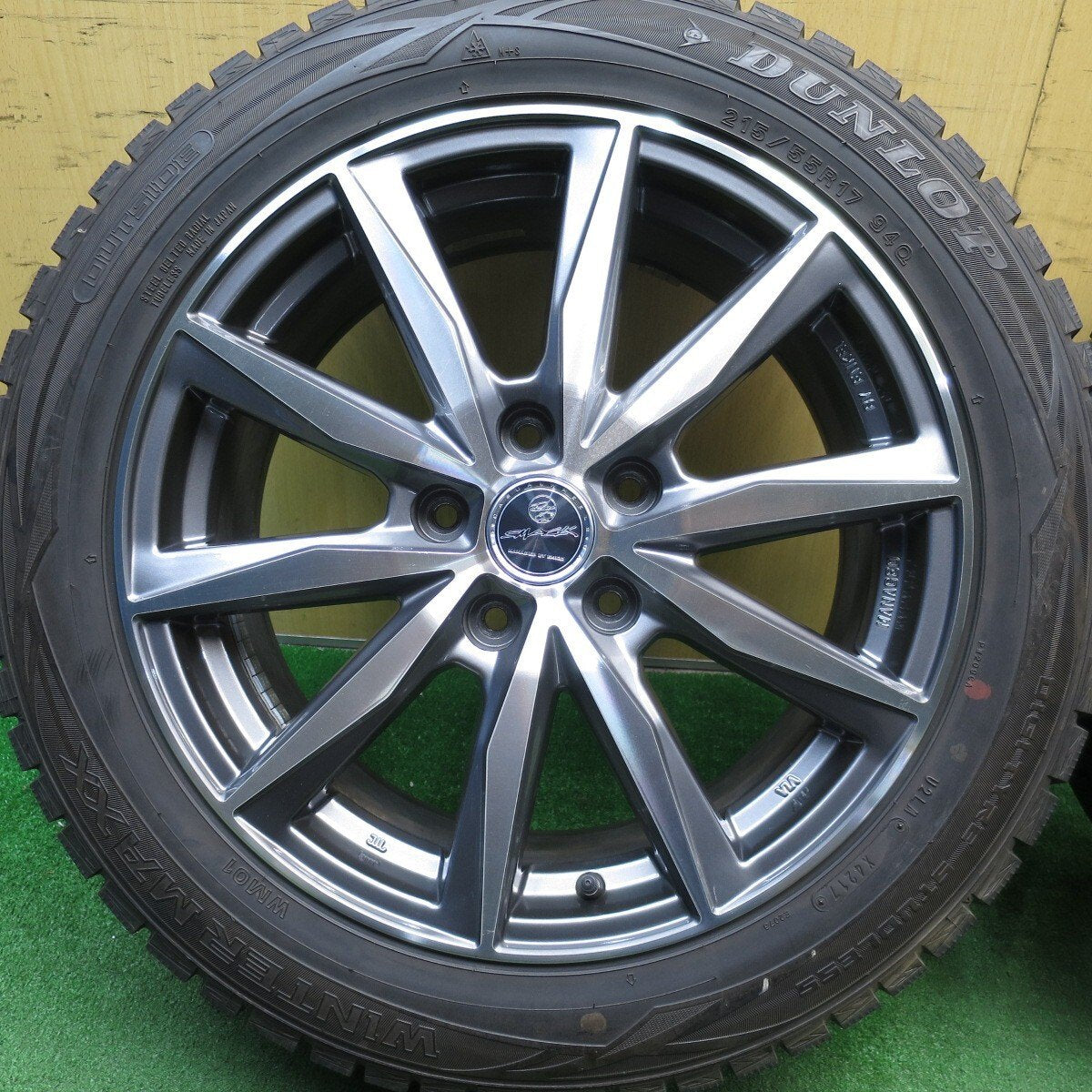 バリ溝!キレイ!9.5分以上★スタッドレス 215/55R17 ダンロップ ウインターマックス WM01 SMACK ENKEI スマック エンケイ 17インチ PCD114.3/5H★5031014Hス