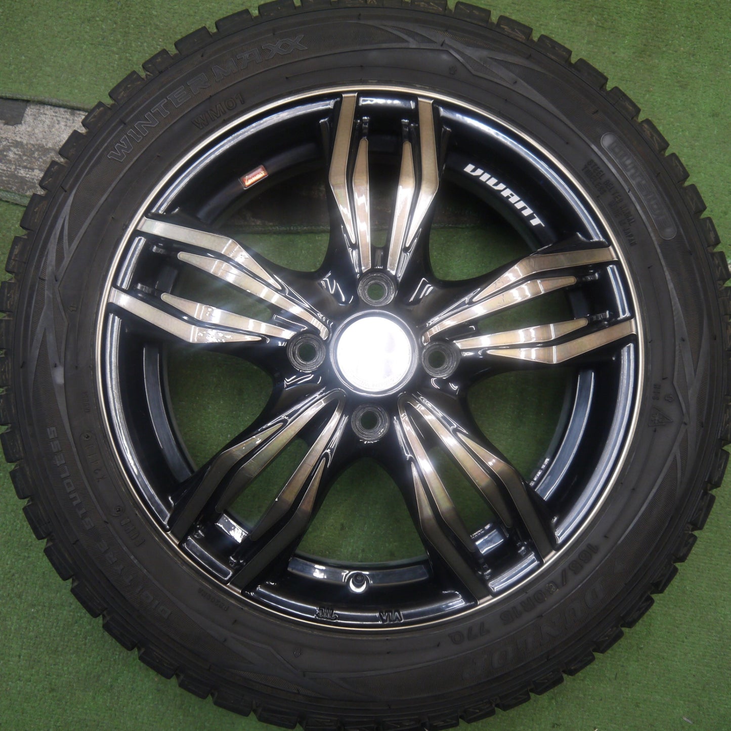 バリ溝!8.5分★Lehrmeister VIVANT 165/60R15 スタッドレス ダンロップ ウインターマックス WM01 レアマイスター ヴィヴァン ハスラー ソリオ 等 PCD100/4H★5090305Hス