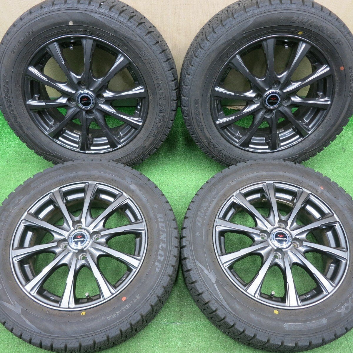 バリ溝!22年!キレイ!9.5分★スタッドレス 185/65R15 ダンロップ ウインターマックス WM02 AIRNOVA エアノヴァ 15インチ PCD100/4H★5011803NJス
