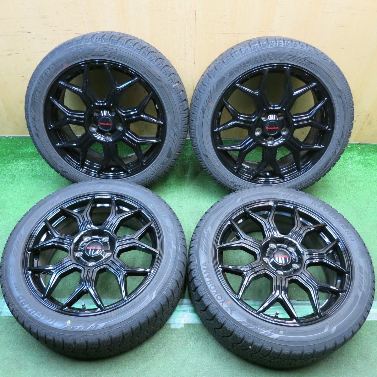 バリ溝!9.5分◎スタッドレス 215/50R18 ヨコハマ アイスガード iG60 Humanline HS-10M ヒューマンライン 18インチ PCD114.3/5H◎6101008HAス