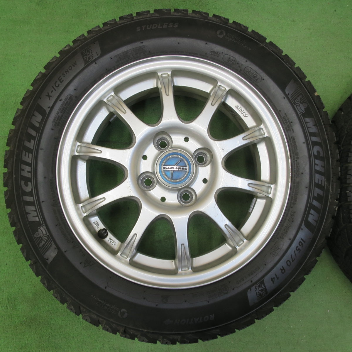 バリ溝!21年!ほぼ10分★スタッドレス 165/70R14 ミシュラン X-ICE SNOW BLUE・NESS BN/1 ブルーネス 14インチ PCD100/4H★5051205イス