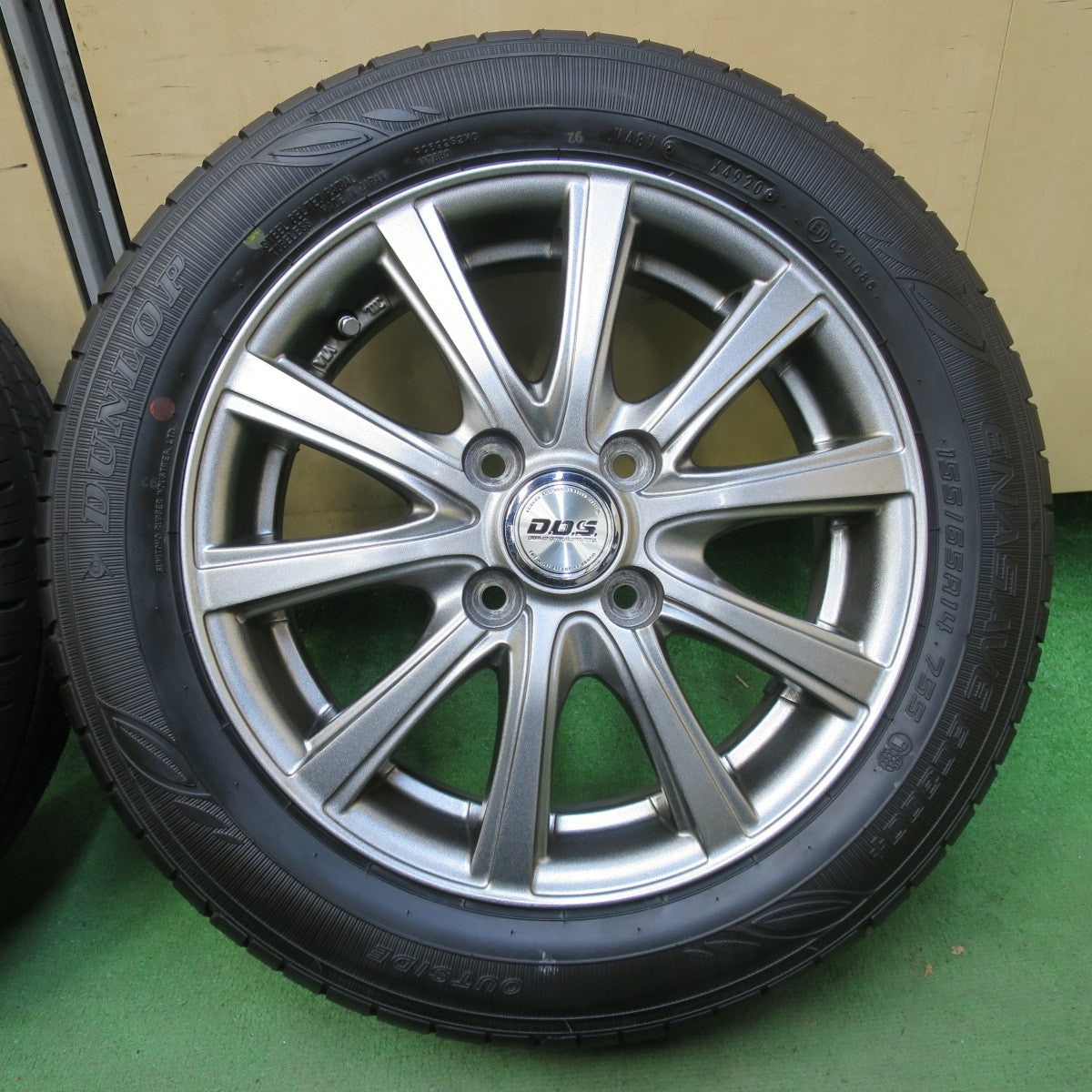 未使用!キレイ★155/65R14 ダンロップ エナセーブ EC300+ D.O.S. DOS 14インチ PCD100/4H★5092914イノ