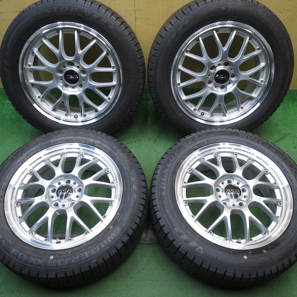 バリ溝!22年!ほぼ10分★BBS ASA REVOLUTION 215/55R17 スタッドレス ダンロップ ウインターマックス 03 17インチ PCD114.3/5H★5081204NJス