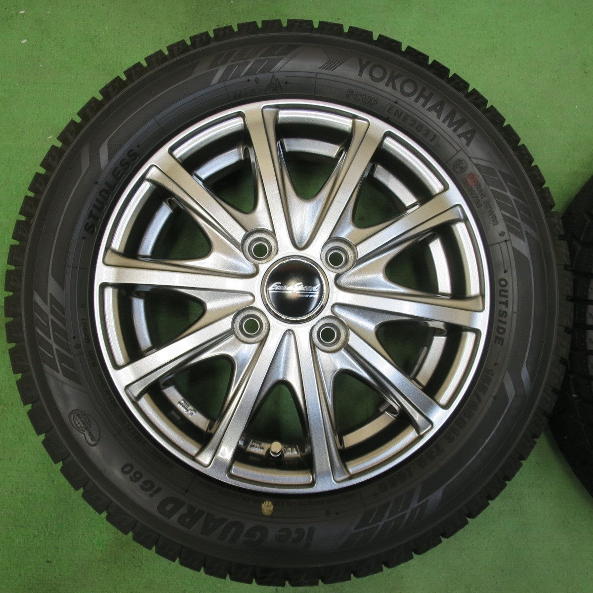 バリ溝!21年!キレイ!ほぼ10分★スタッドレス 155/65R13 ヨコハマ アイスガード iG60 EuroSpeed MANARAY SPORT ユーロスピード 13インチ PCD100/4H★5032710イス
